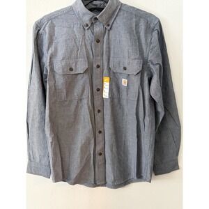 Carhartt Midweight Chambray Shirt Mens  Small Blue Fit Button Up Long Sleeve
